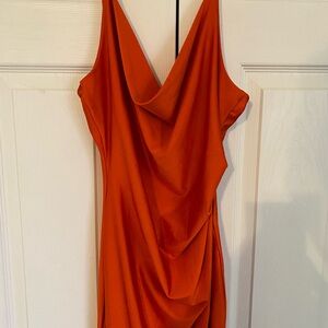Elegant Orange Draped Dress